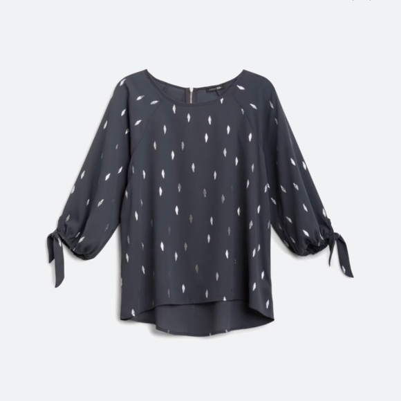 Papermoon Tops - PAPERMOON Larie Tie Sleeve Foil Print Blouse